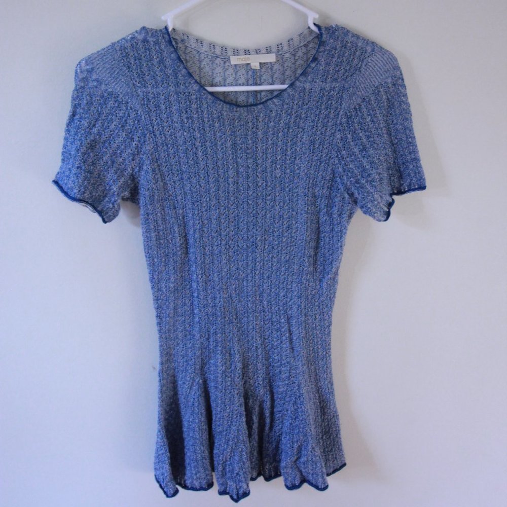 maje || Blue & Silver threaded mesh top